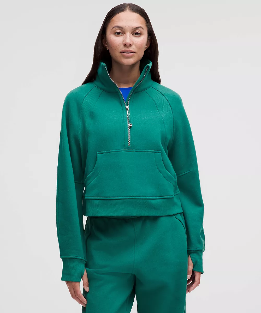 Demi-zip oversize Scuba col cheminée — Teal Lagoon, view 1