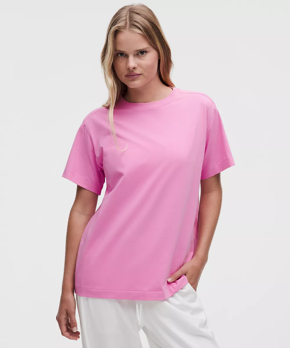 T-shirt col rond en coton bio All Yours — Sweet Sorbet, view 1