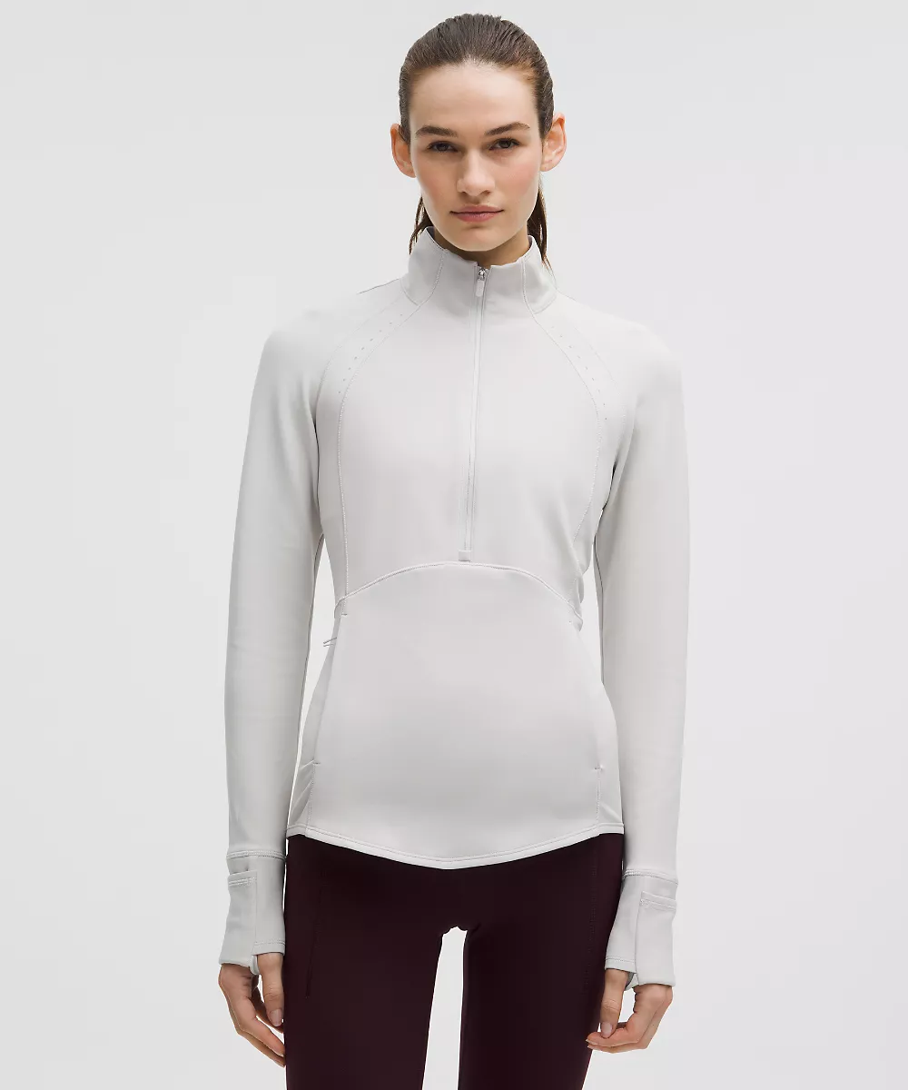 Haut demi-zip de course grand froid — Dove Grey, view 1