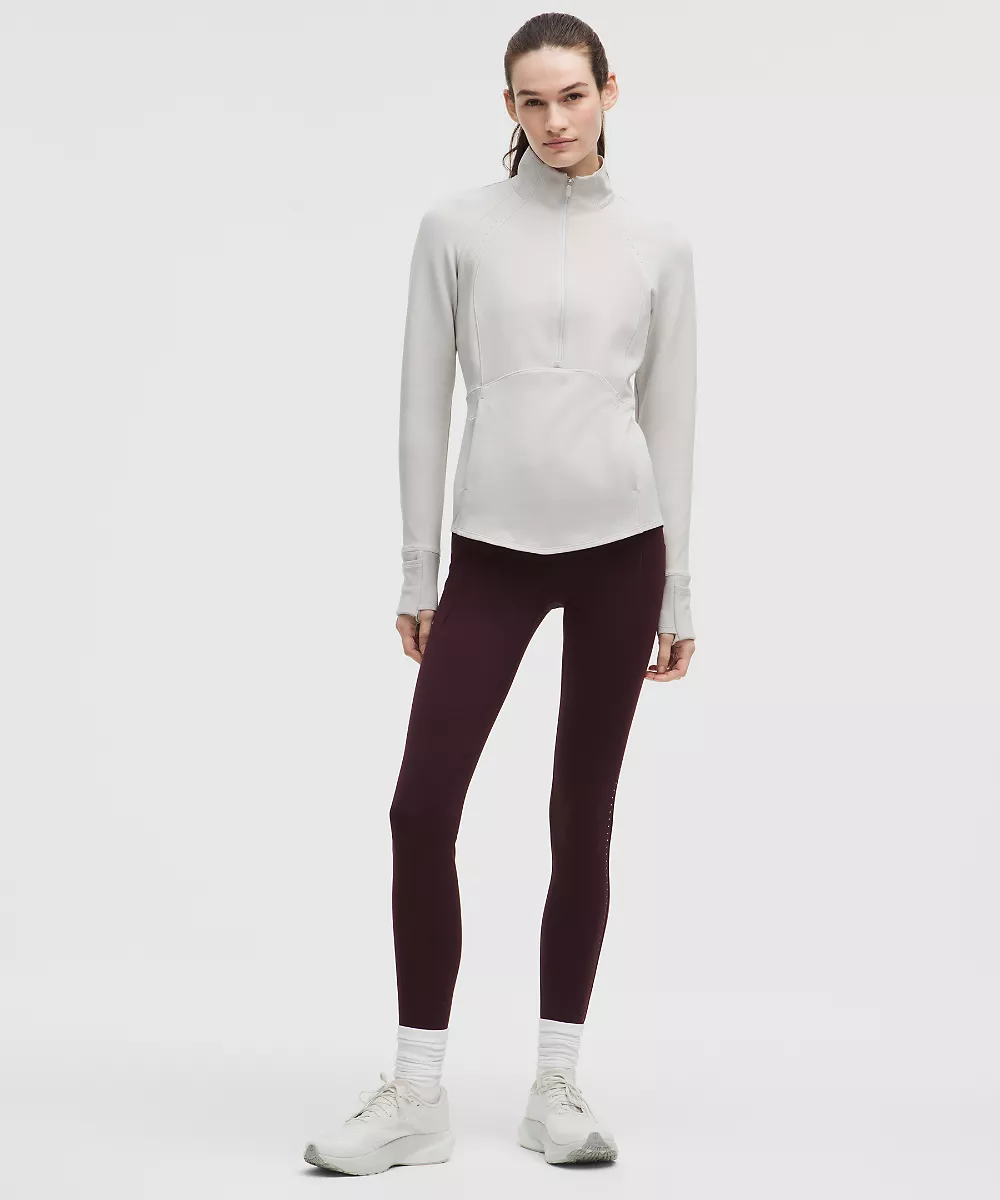 Haut demi-zip de course grand froid — Dove Grey, view 2