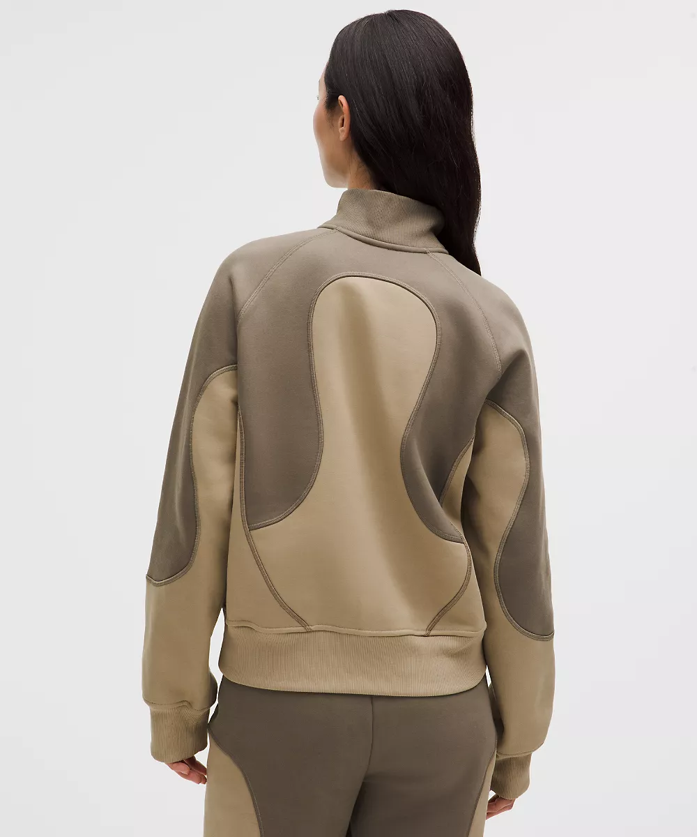 Demi-zip coupe décontractée en polaire de coton *SLNSH Collection — Nomad/Sheer Oak, view 3