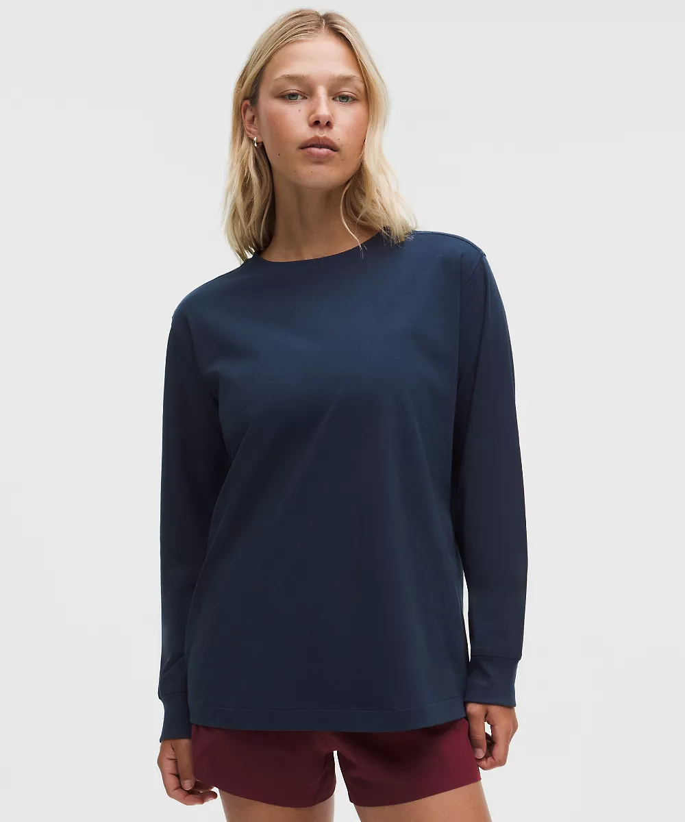 Chemise manches longues en coton bio All Yours — True Navy, view 1