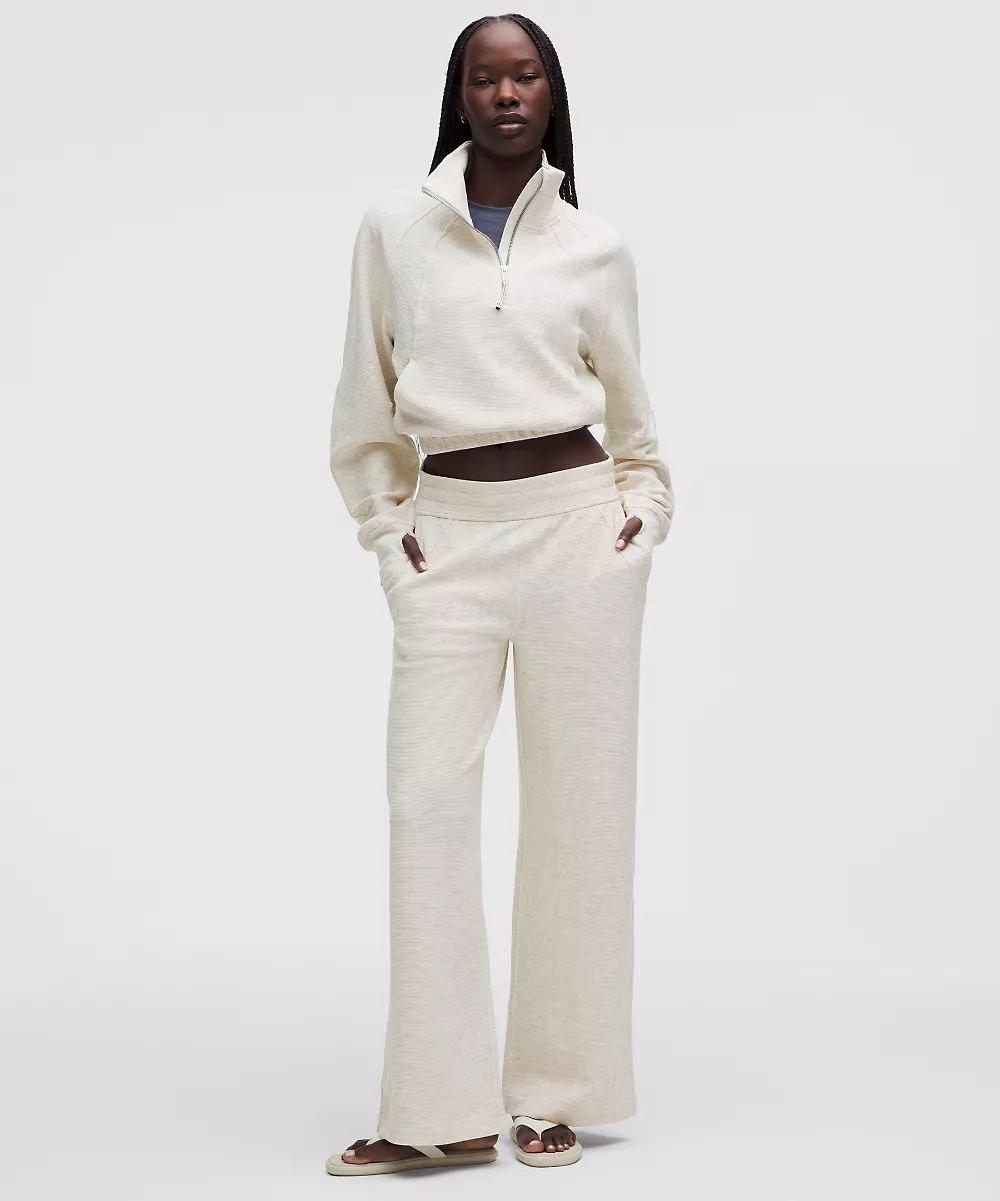Demi-zip court Scuba col cheminée *Waffle — Heathered Light Ivory, view 2