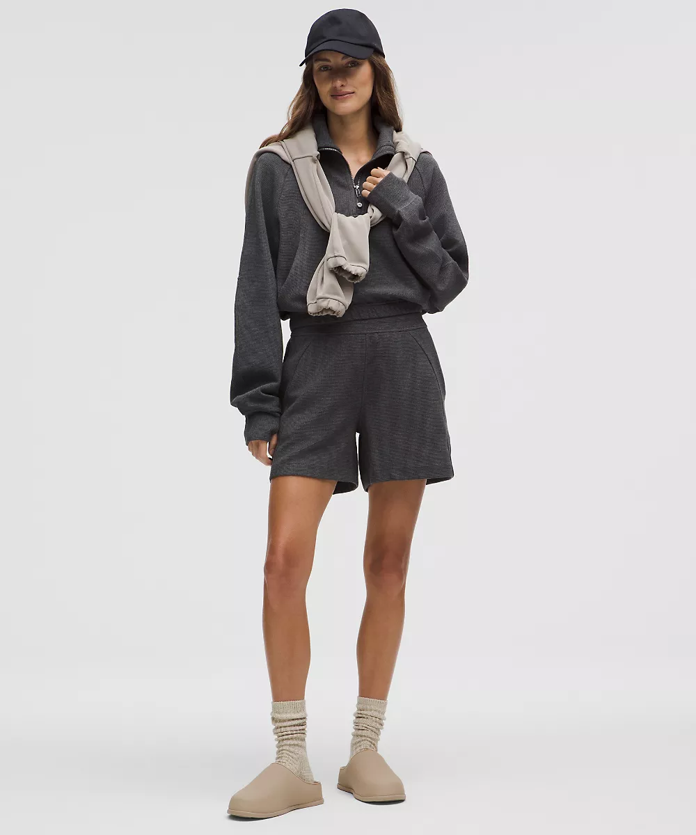 Demi-zip court Scuba col cheminée *Waffle — Heathered Graphite Grey, view 2
