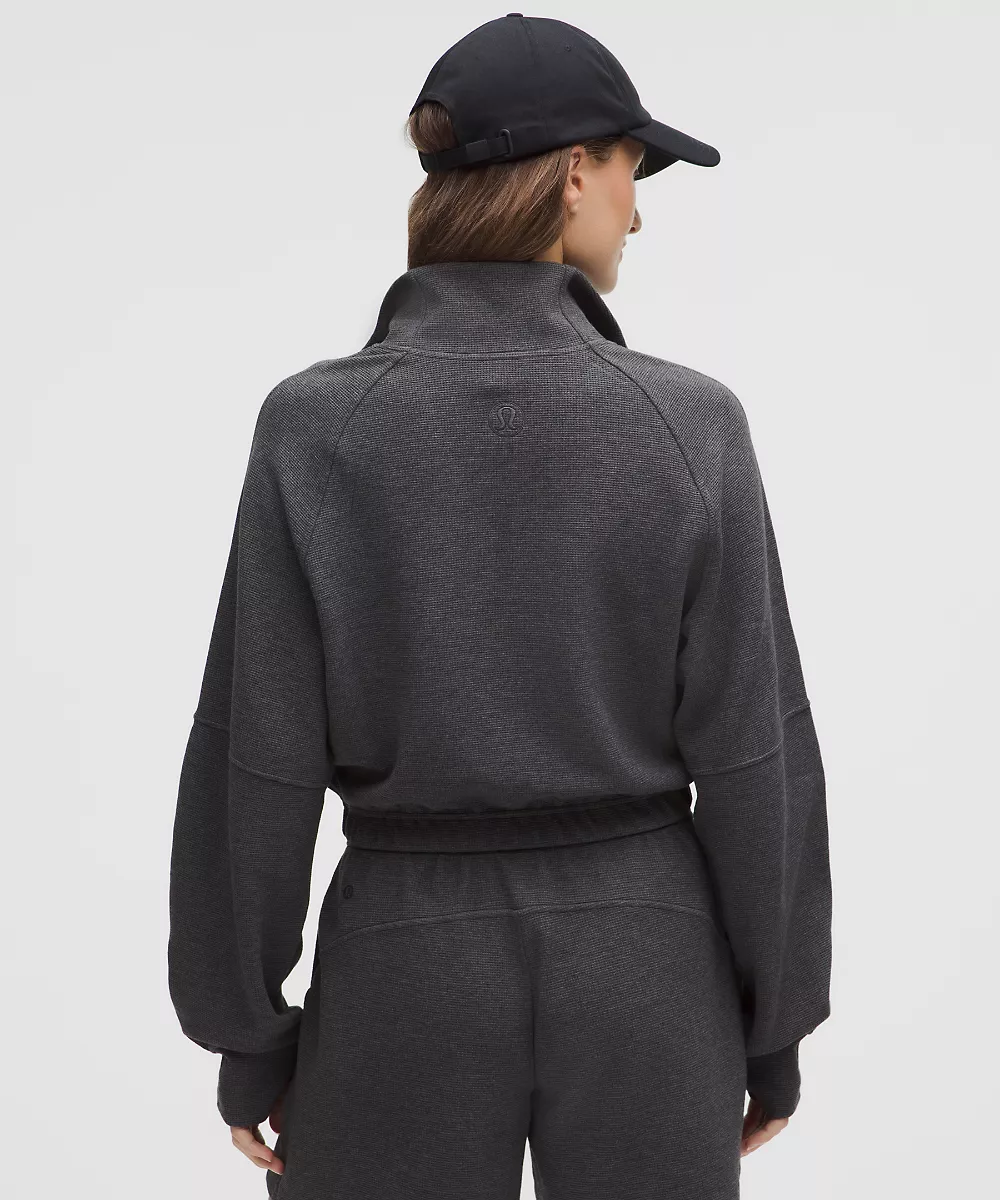 Demi-zip court Scuba col cheminée *Waffle — Heathered Graphite Grey, view 3