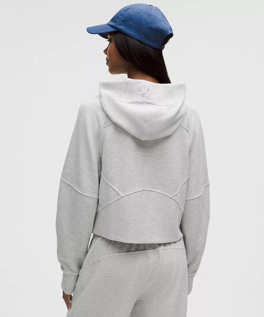 Sweat à capuche zippé intégral oversize Scuba *Waffle — Heathered Core Ultra Light Grey, view 3