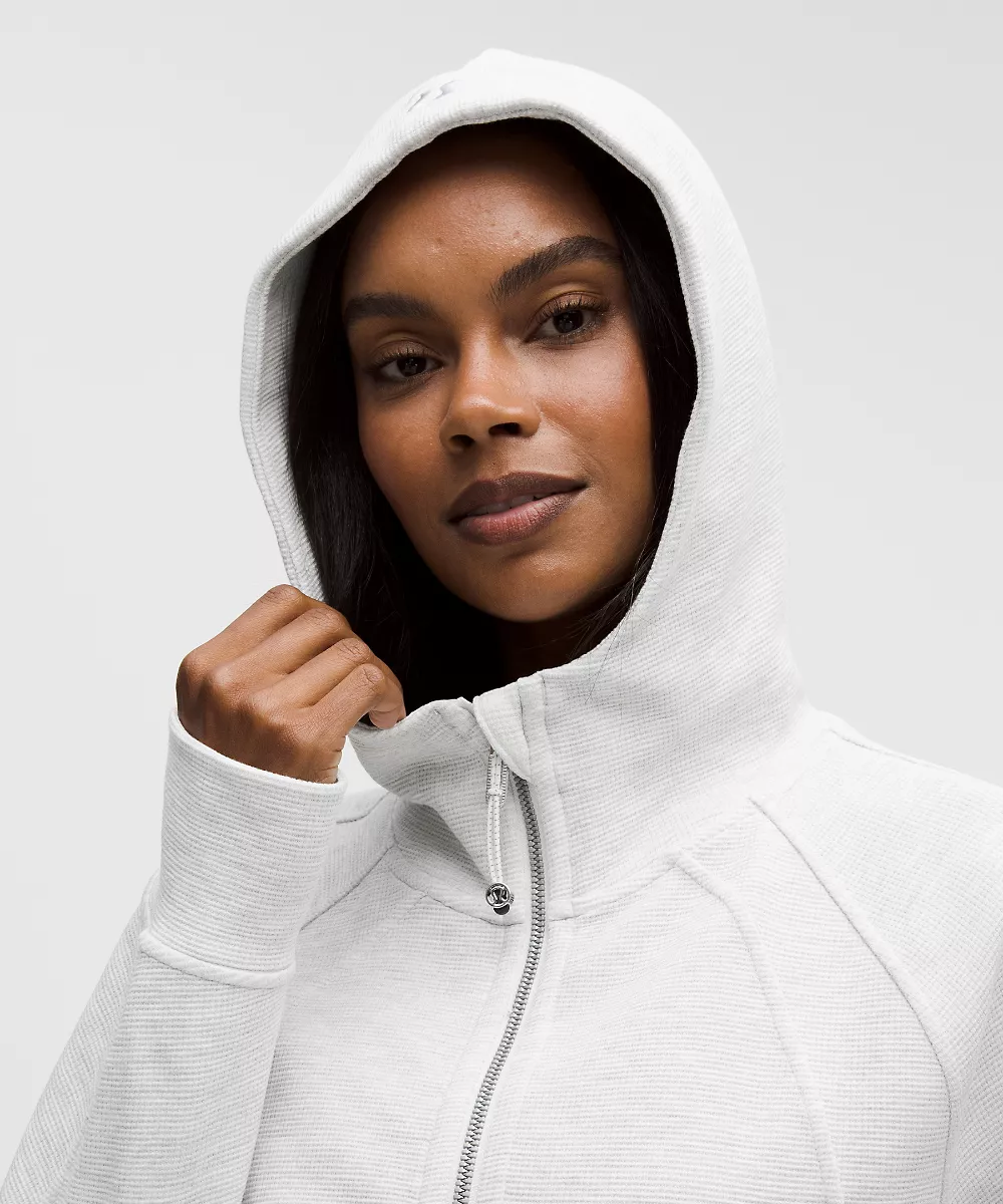 Sweat à capuche zippé intégral oversize Scuba *Waffle — Heathered Core Ultra Light Grey, view 4