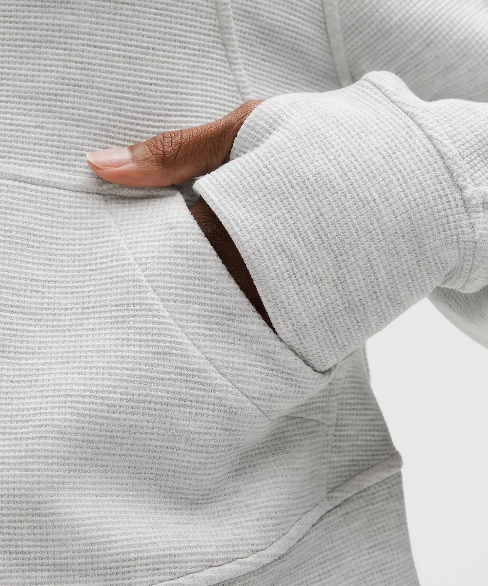 Sweat à capuche zippé intégral oversize Scuba *Waffle — Heathered Core Ultra Light Grey, view 5