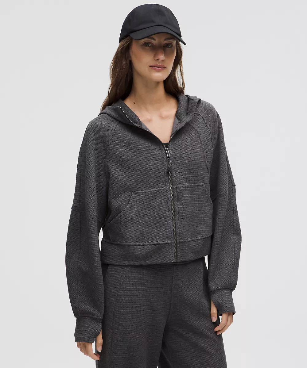 Sweat à capuche zippé intégral oversize Scuba *Waffle — Heathered Graphite Grey, view 1