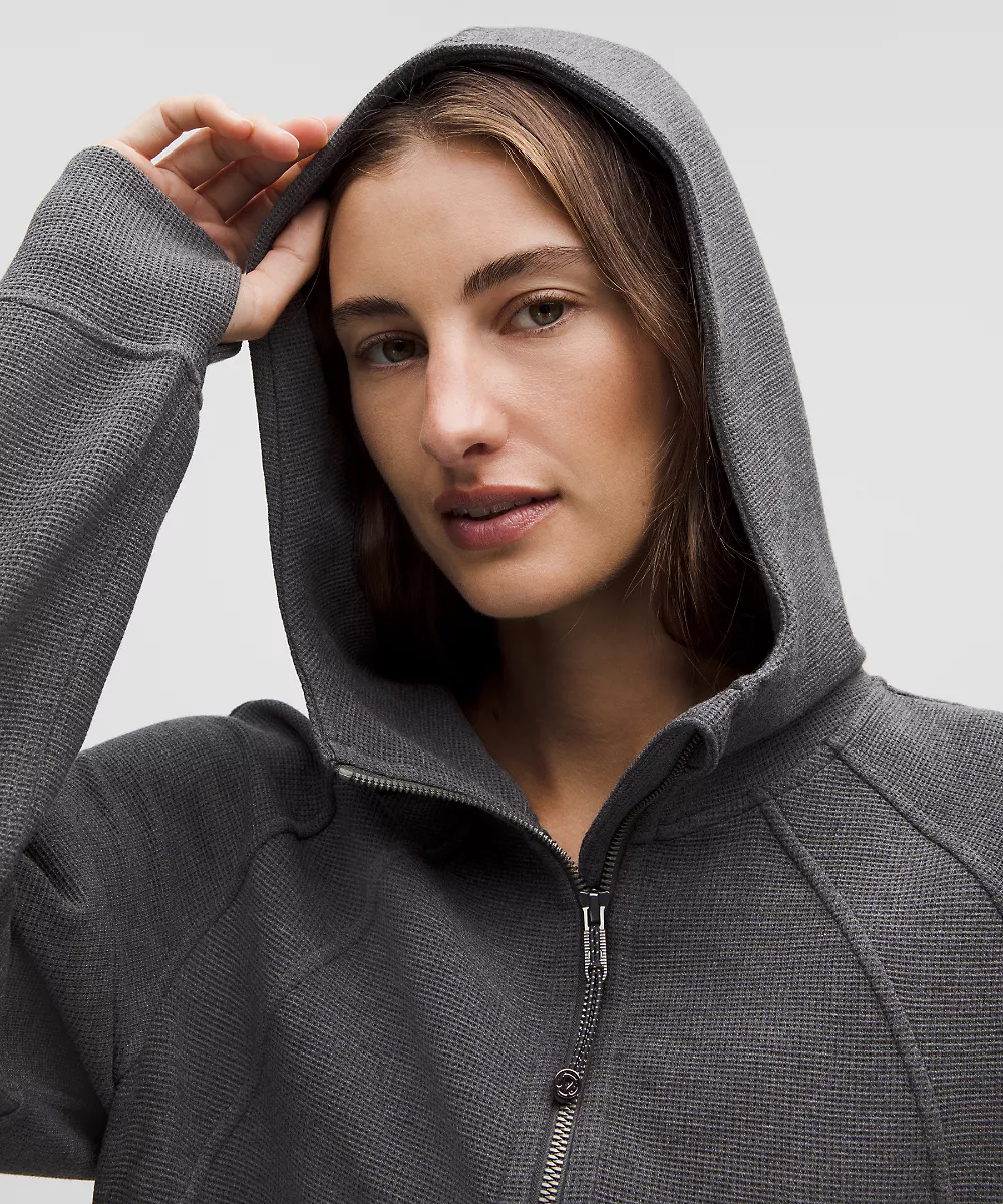 Sweat à capuche zippé intégral oversize Scuba *Waffle — Heathered Graphite Grey, view 2