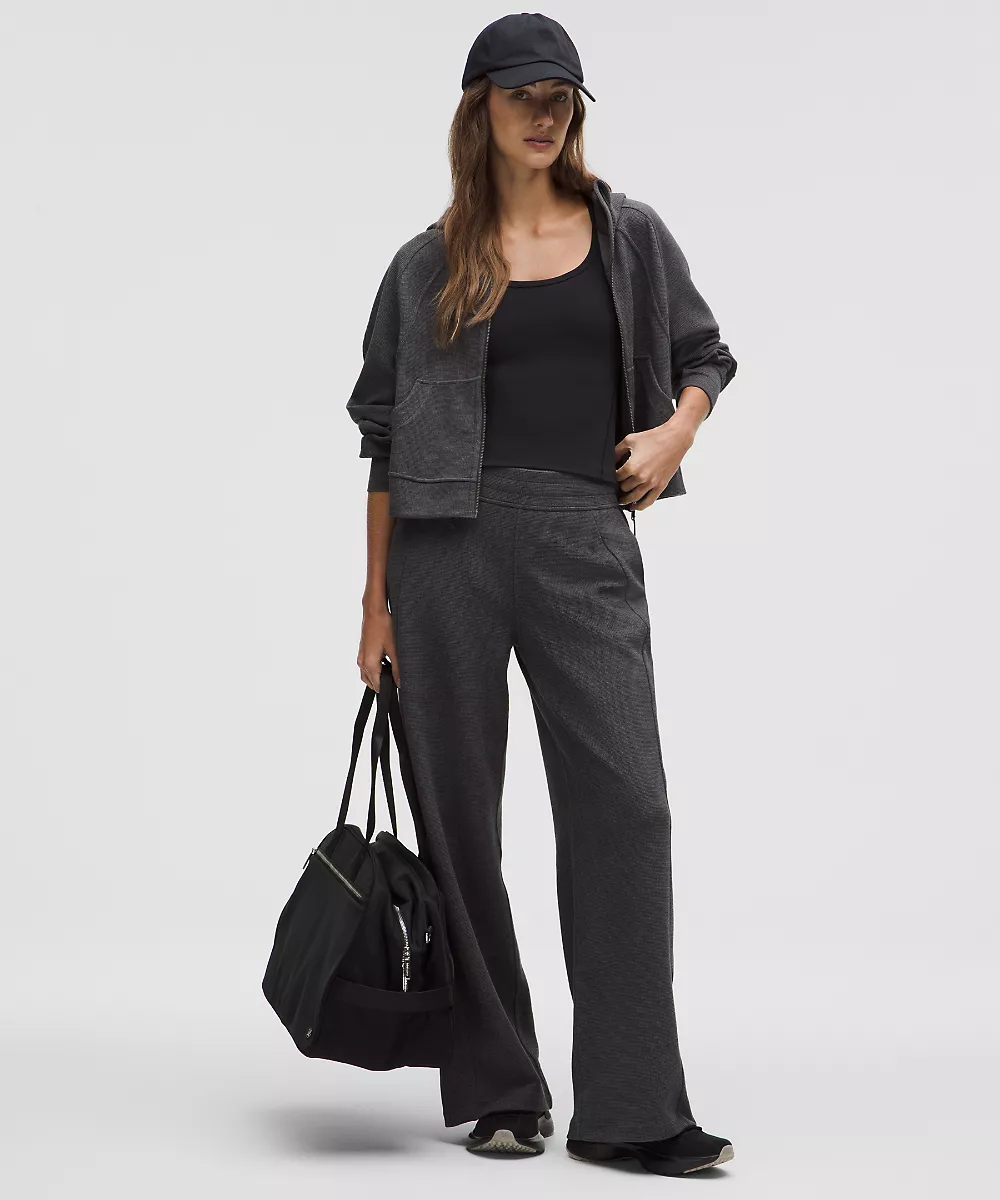 Sweat à capuche zippé intégral oversize Scuba *Waffle — Heathered Graphite Grey, view 3
