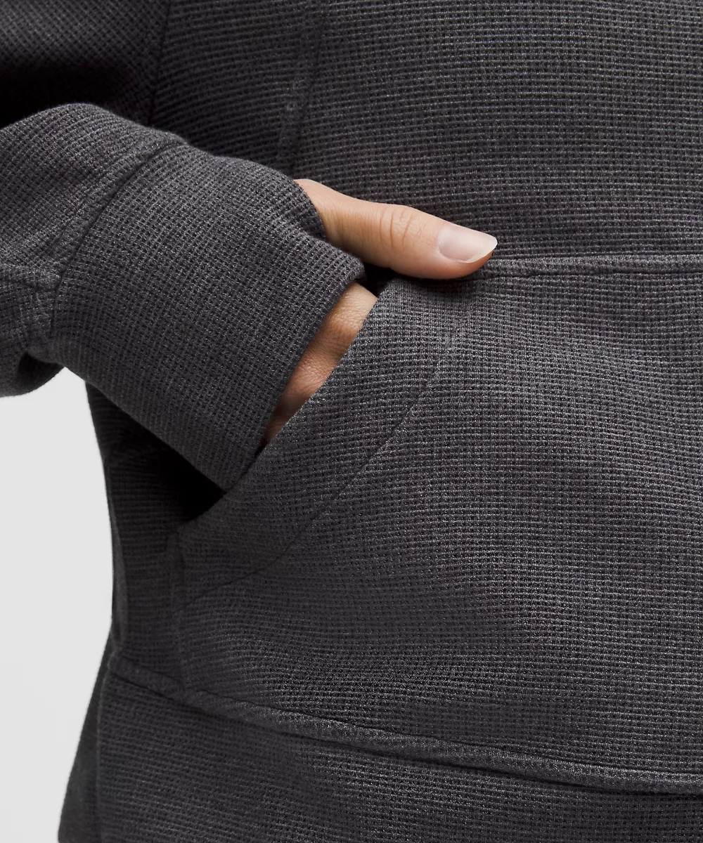 Sweat à capuche zippé intégral oversize Scuba *Waffle — Heathered Graphite Grey, view 4