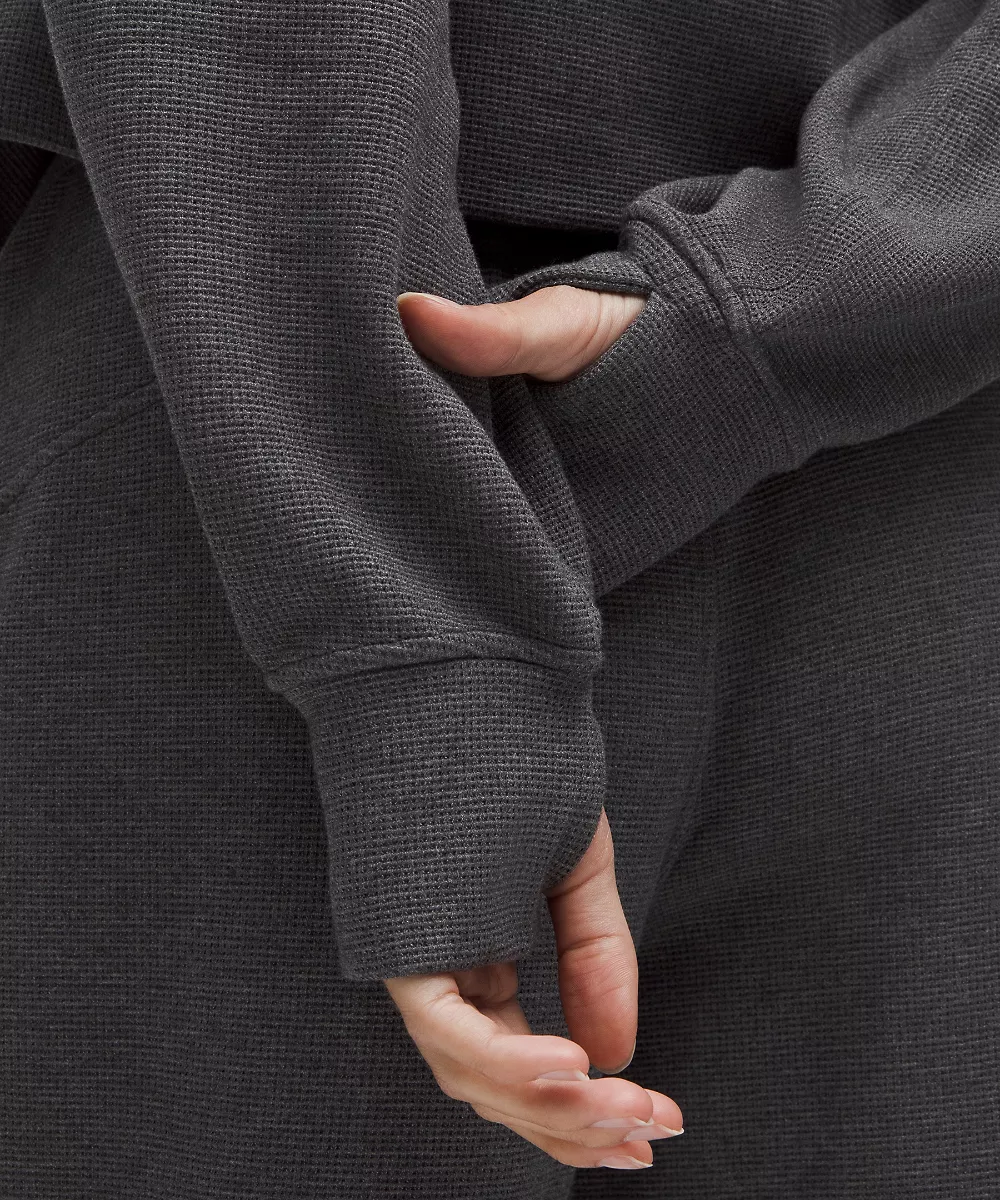 Sweat à capuche zippé intégral oversize Scuba *Waffle — Heathered Graphite Grey, view 5