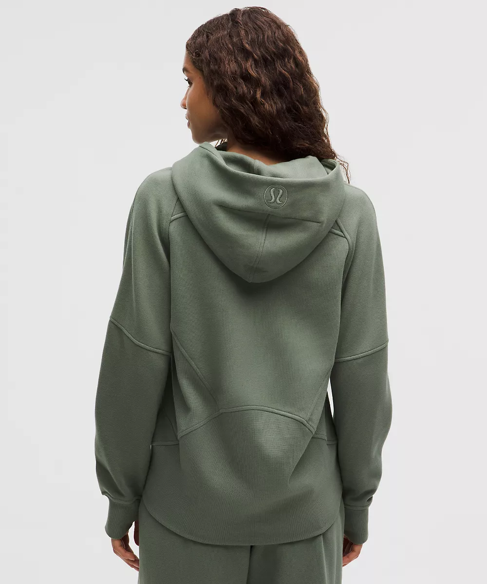 Sweat à capuche demi-zip oversize Scuba *Long — Willow Leaf, view 3