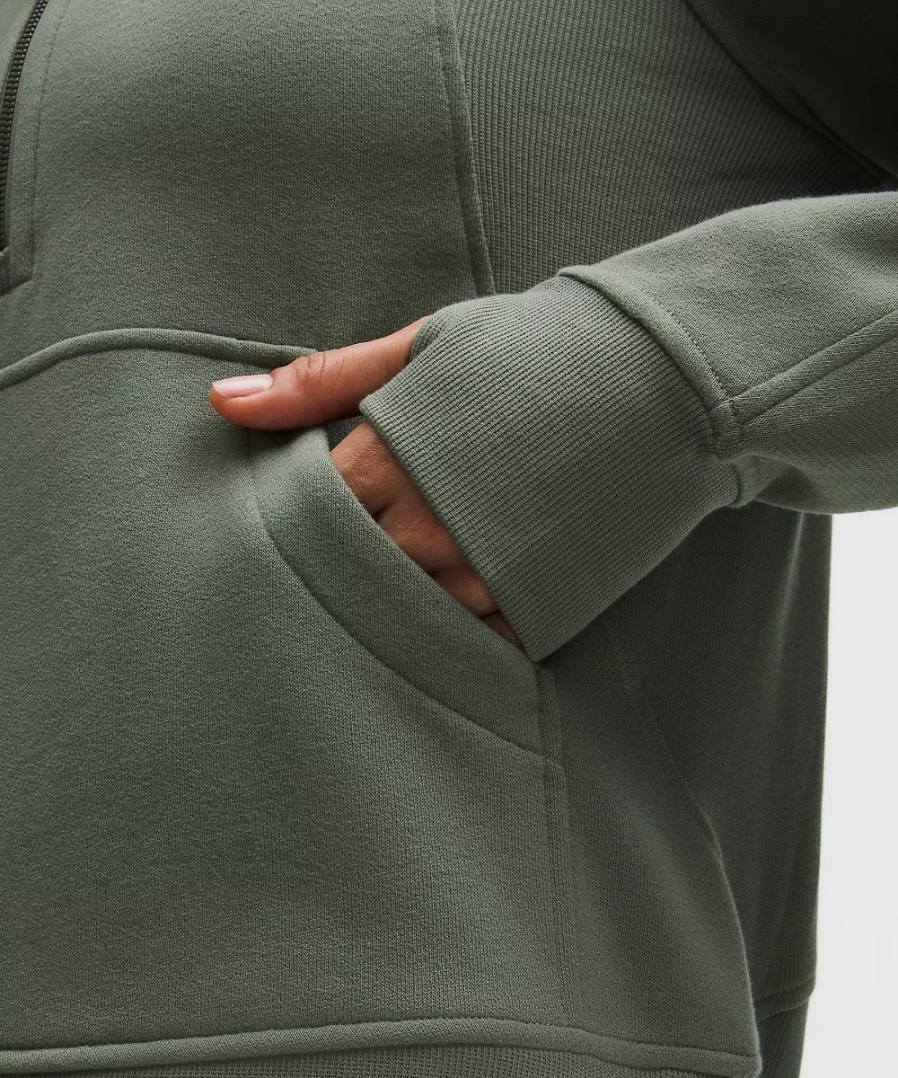 Sweat à capuche demi-zip oversize Scuba *Long — Willow Leaf, view 5
