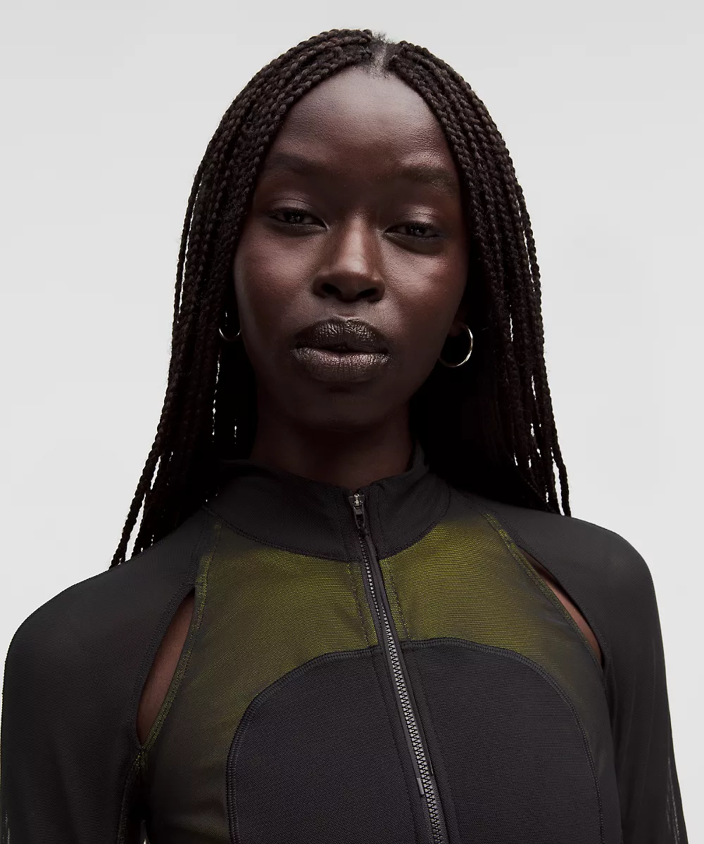 Veste zippée Define en mesh *SLNSH Collection — Black/Yellow Serpentine, view 4