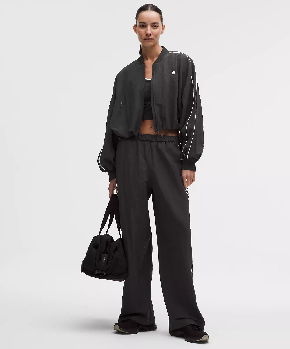 Veste de survêtement en nylon froissé *Wordmark — Black/White, view 2