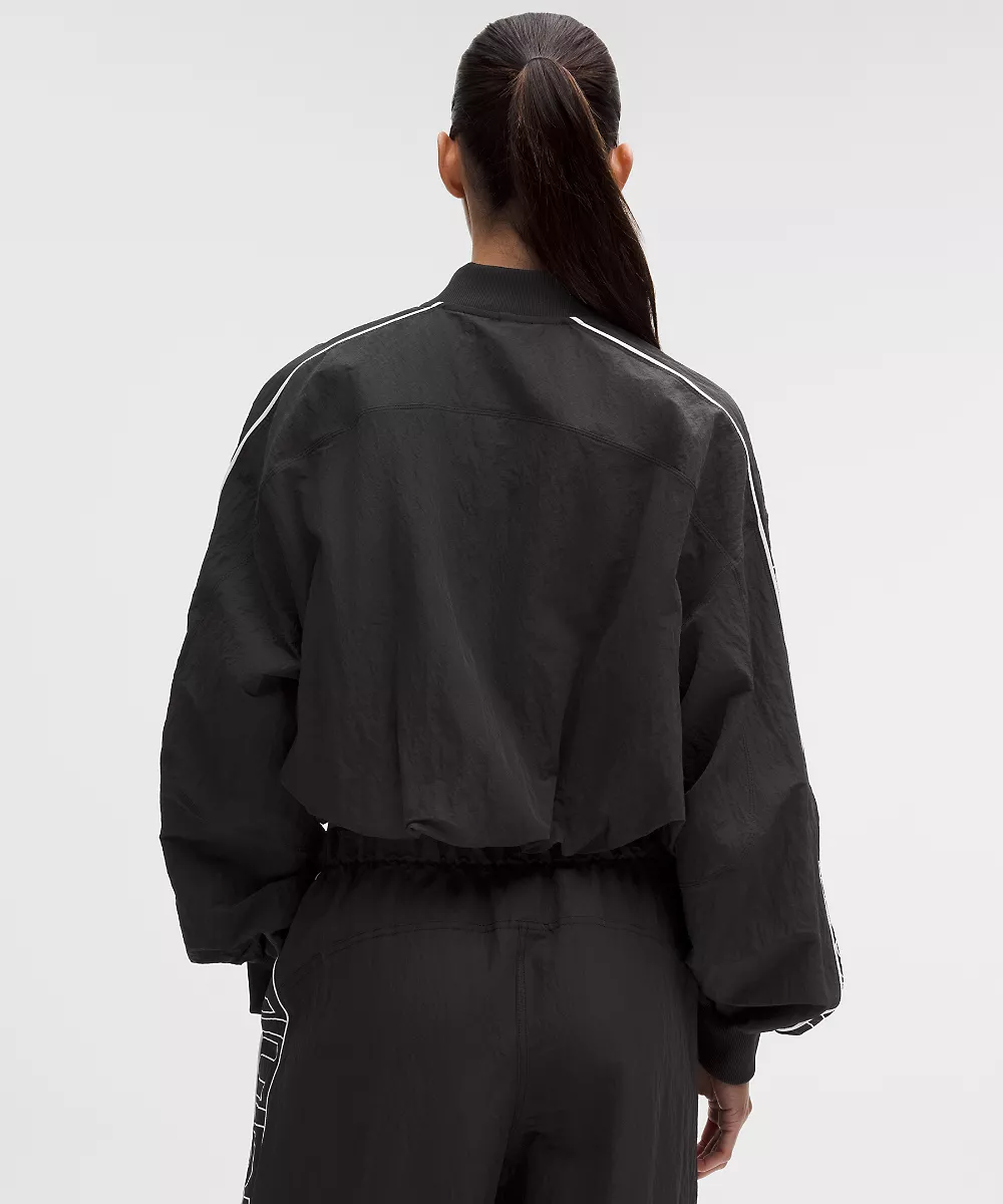 Veste de survêtement en nylon froissé *Wordmark — Black/White, view 3