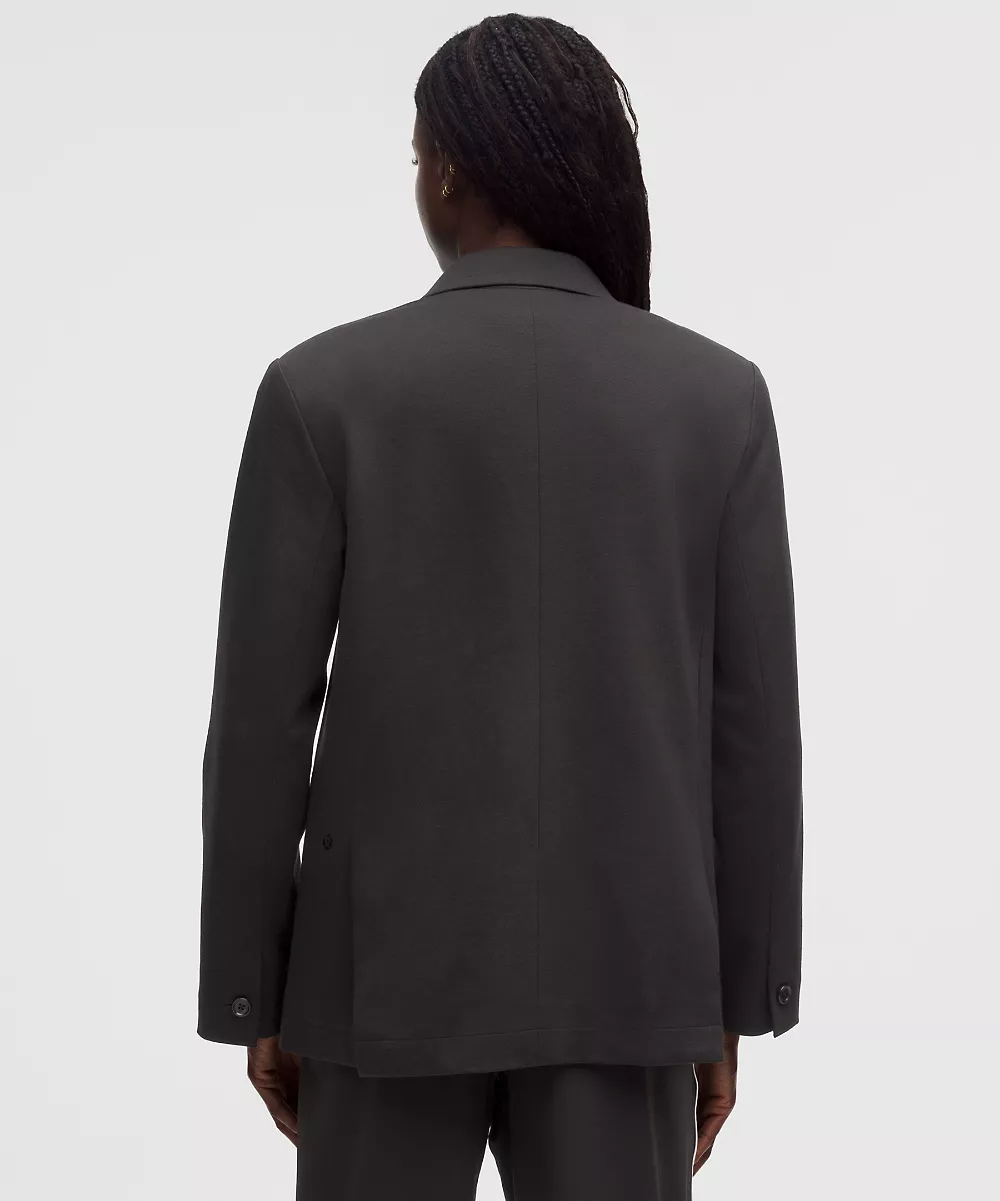 Blazer oversize en twill brossé — Black, view 3