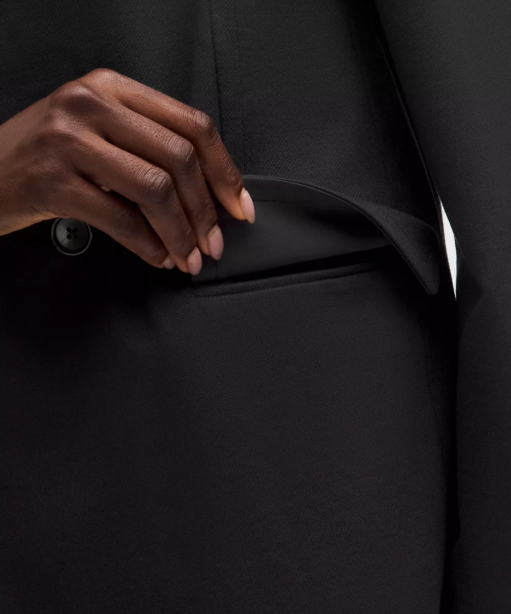 Blazer oversize en twill brossé — Black, view 5