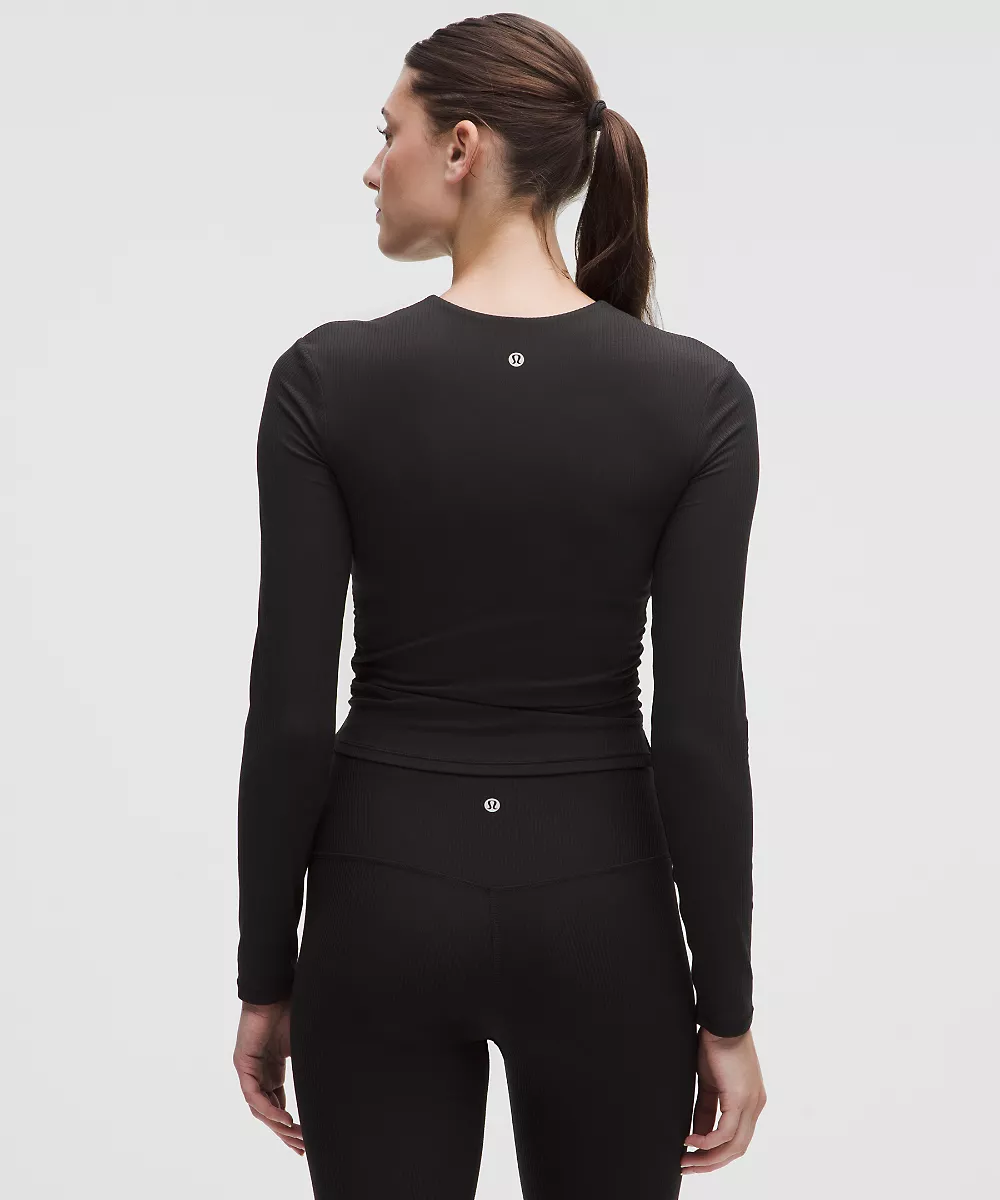 Chemise manches longues col V côtelée Nulu All It Takes *Bonnets B-D — Black, view 3