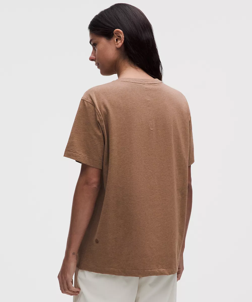 T-shirt col rond en coton bio All Yours — Heathered Sand, view 3