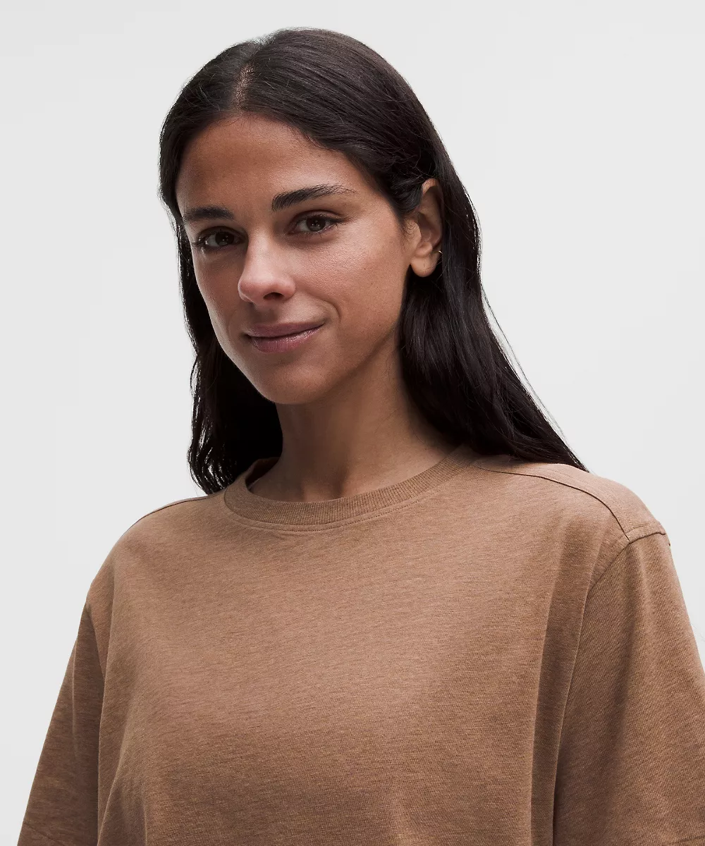 T-shirt col rond en coton bio All Yours — Heathered Sand, view 4