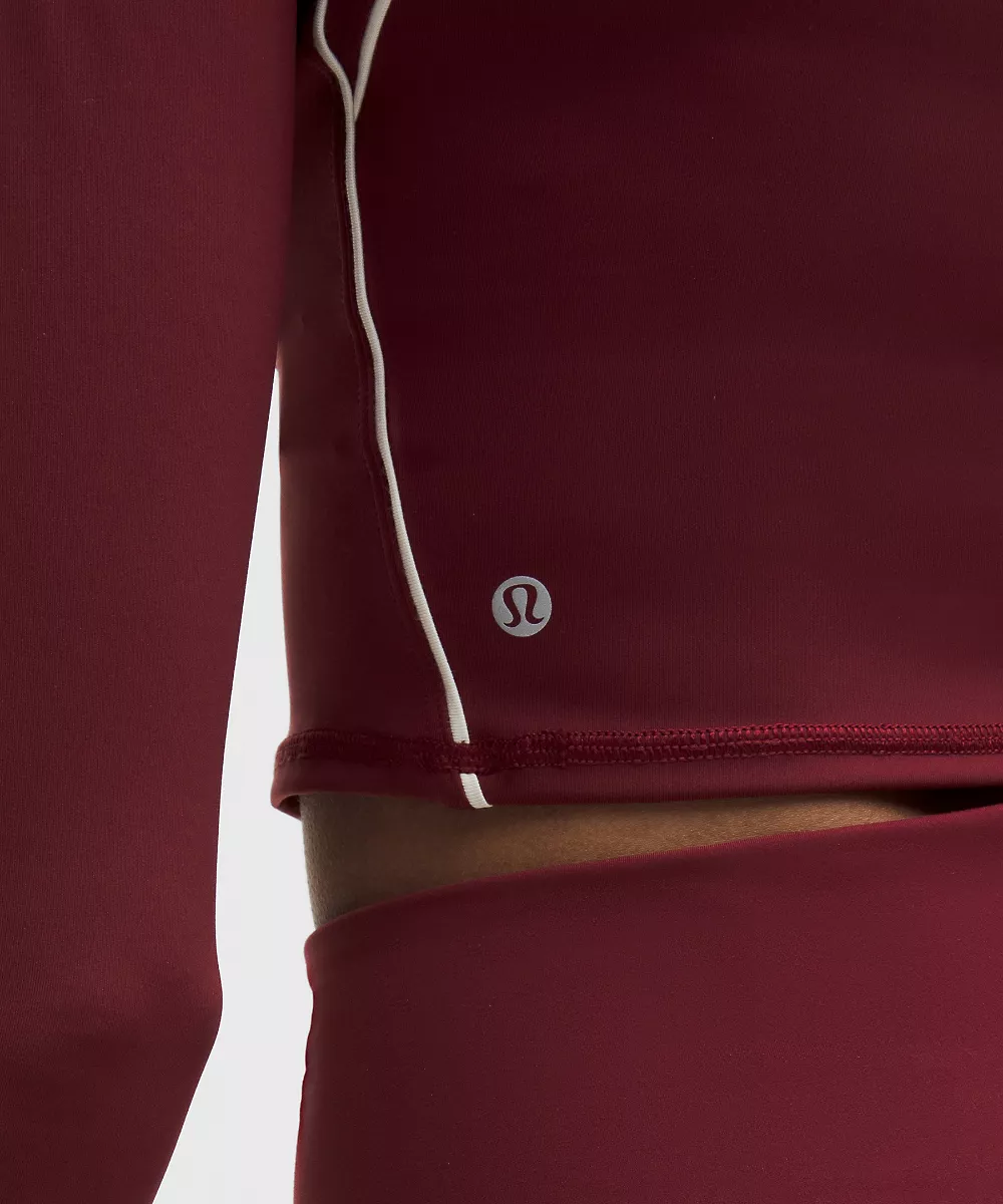 Demi-zip court manches longues Wunder Train — Burgundy Bay/Light Ivory, view 5