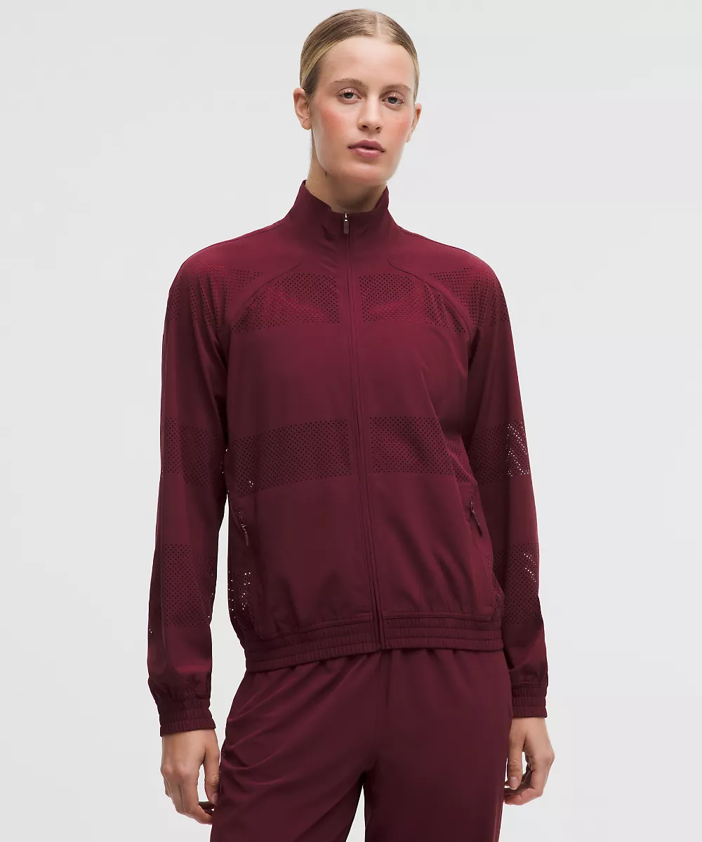 Veste de survêtement Adapted State *Perforated Stripe — Burgundy Bay, view 1