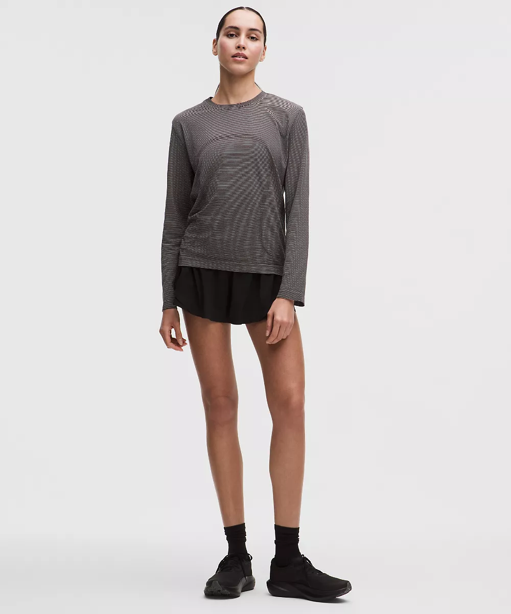 Chemise Swiftly décontractée manches longues longueur hanches *Coupe revisitée — Tempo Stripe Black/White, view 2