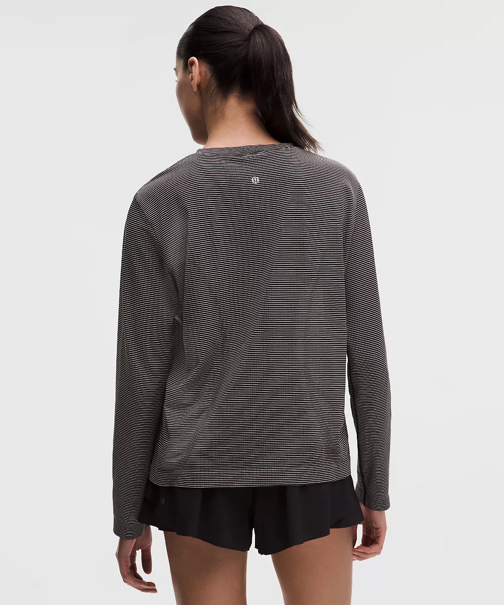Chemise Swiftly décontractée manches longues longueur hanches *Coupe revisitée — Tempo Stripe Black/White, view 3