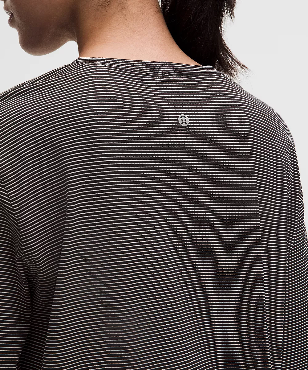 Chemise Swiftly décontractée manches longues longueur hanches *Coupe revisitée — Tempo Stripe Black/White, view 5