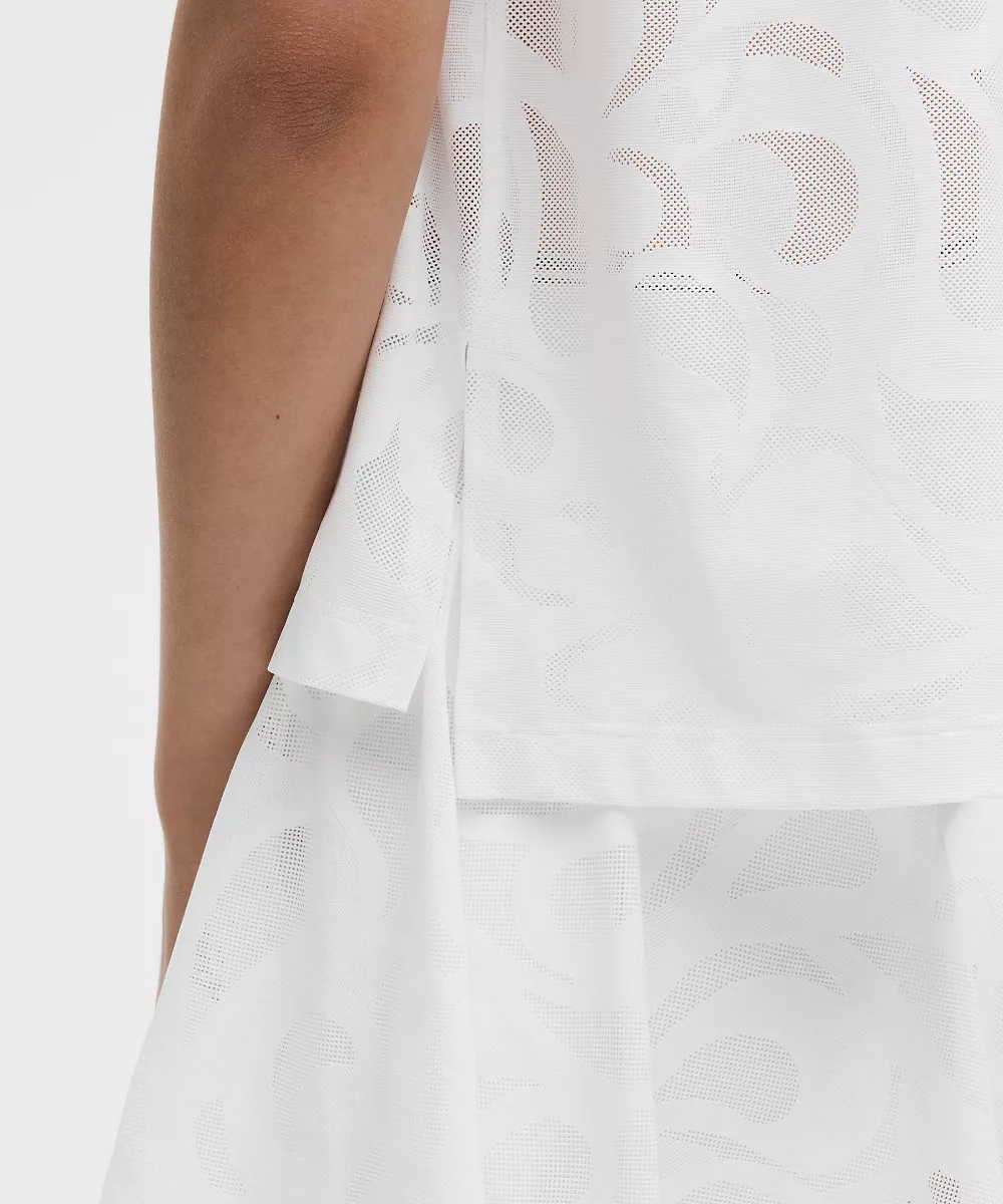 Polo de tennis col haut en mesh paisley — White/Ivy Grove, view 5
