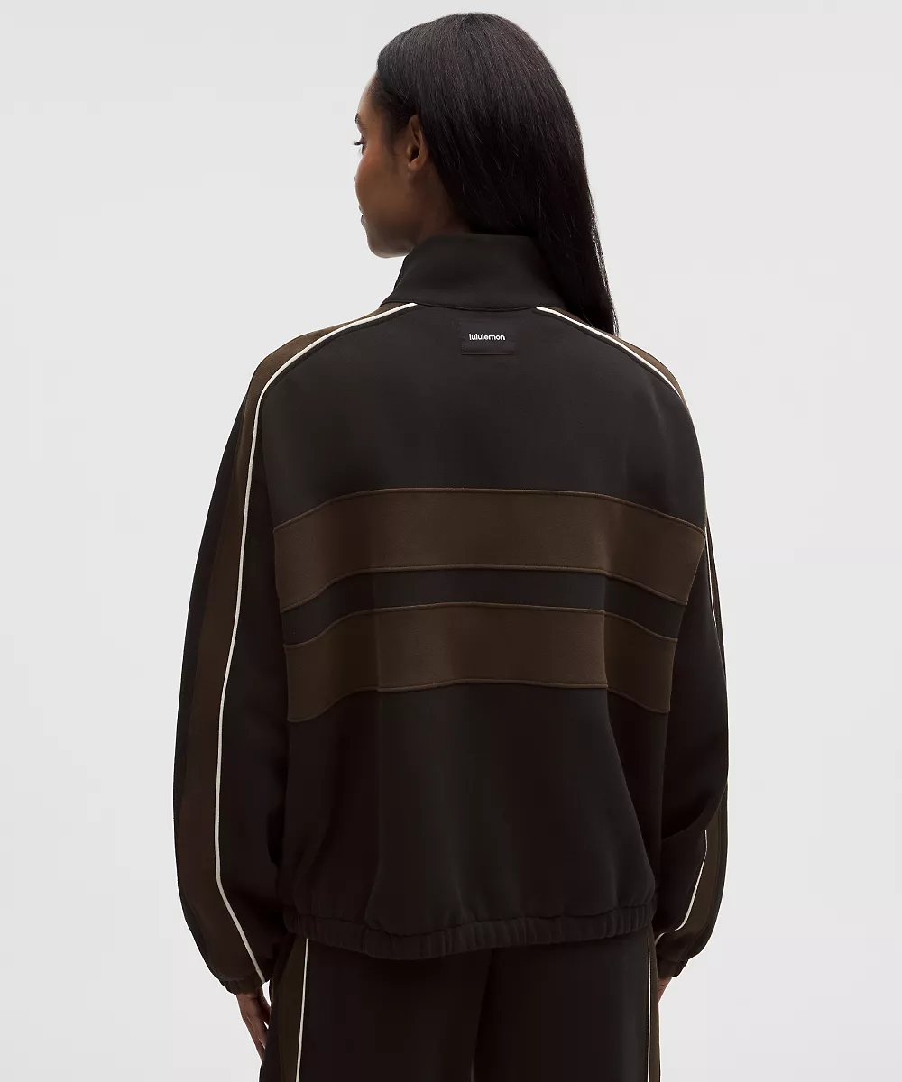Veste col cheminée oversize entièrement zippée Steady State femme *Stripe — Black/Walnut Crunch/Light Ivory, view 3