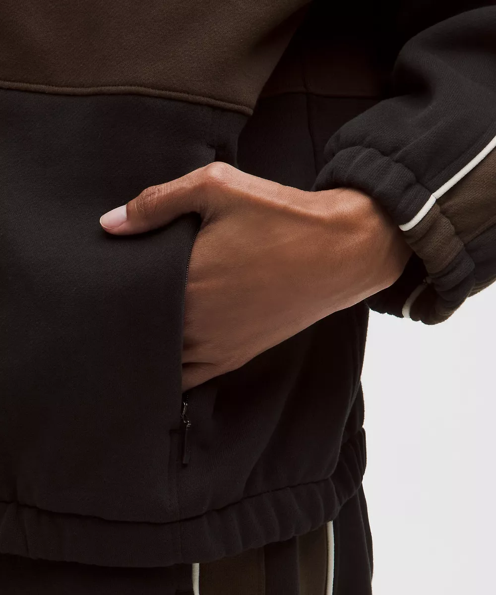 Veste col cheminée oversize entièrement zippée Steady State femme *Stripe — Black/Walnut Crunch/Light Ivory, view 5
