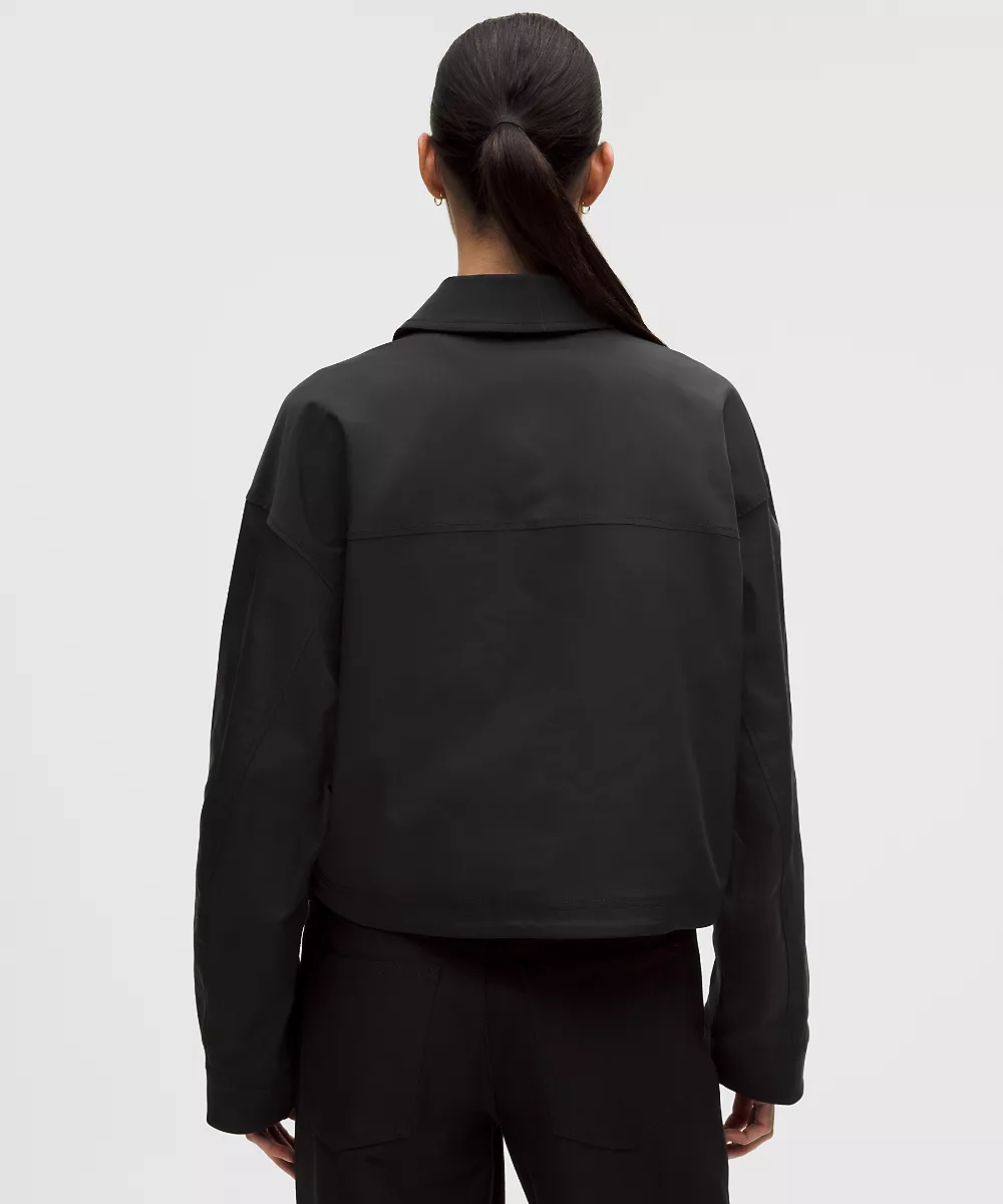 Veste à col en twill — Black, view 3