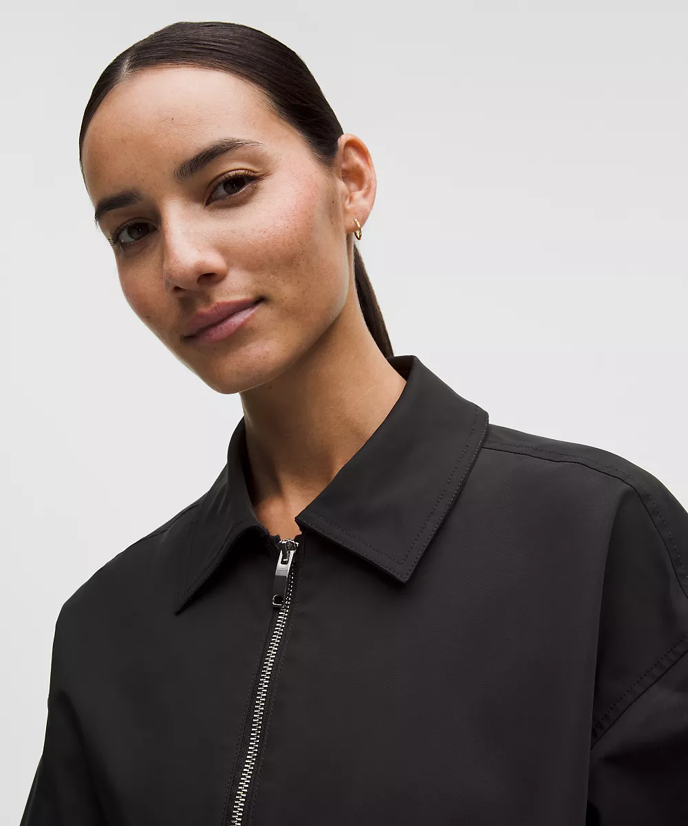 Veste à col en twill — Black, view 4