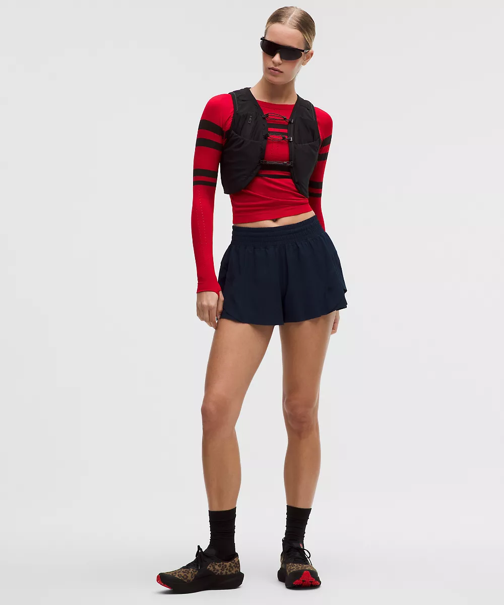 Chemise Swiftly Tech manches longues 2.0 longueur taille *Rayures — League Stripe Oxford Red/Black, view 2