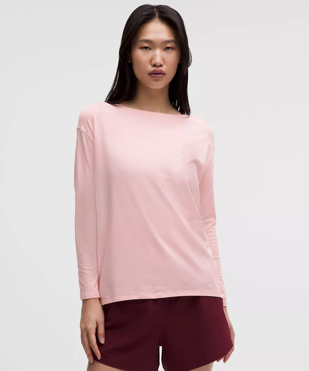 Chemise manches longues en coton bio Back In Action — Pink Pearl, view 1