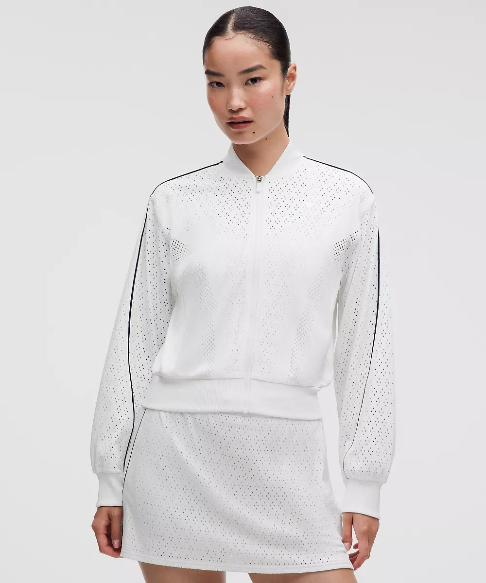 Veste de tennis Ace Advantage en maille tricotée — White/Club Blue, view 1