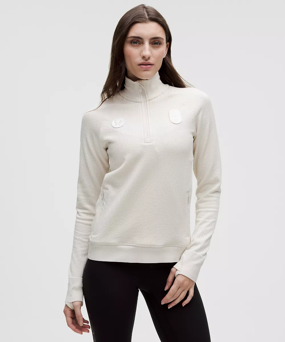 Demi-zip chaleur technique femme Team Canada *Logo COC — Beech White/Beech White, view 1
