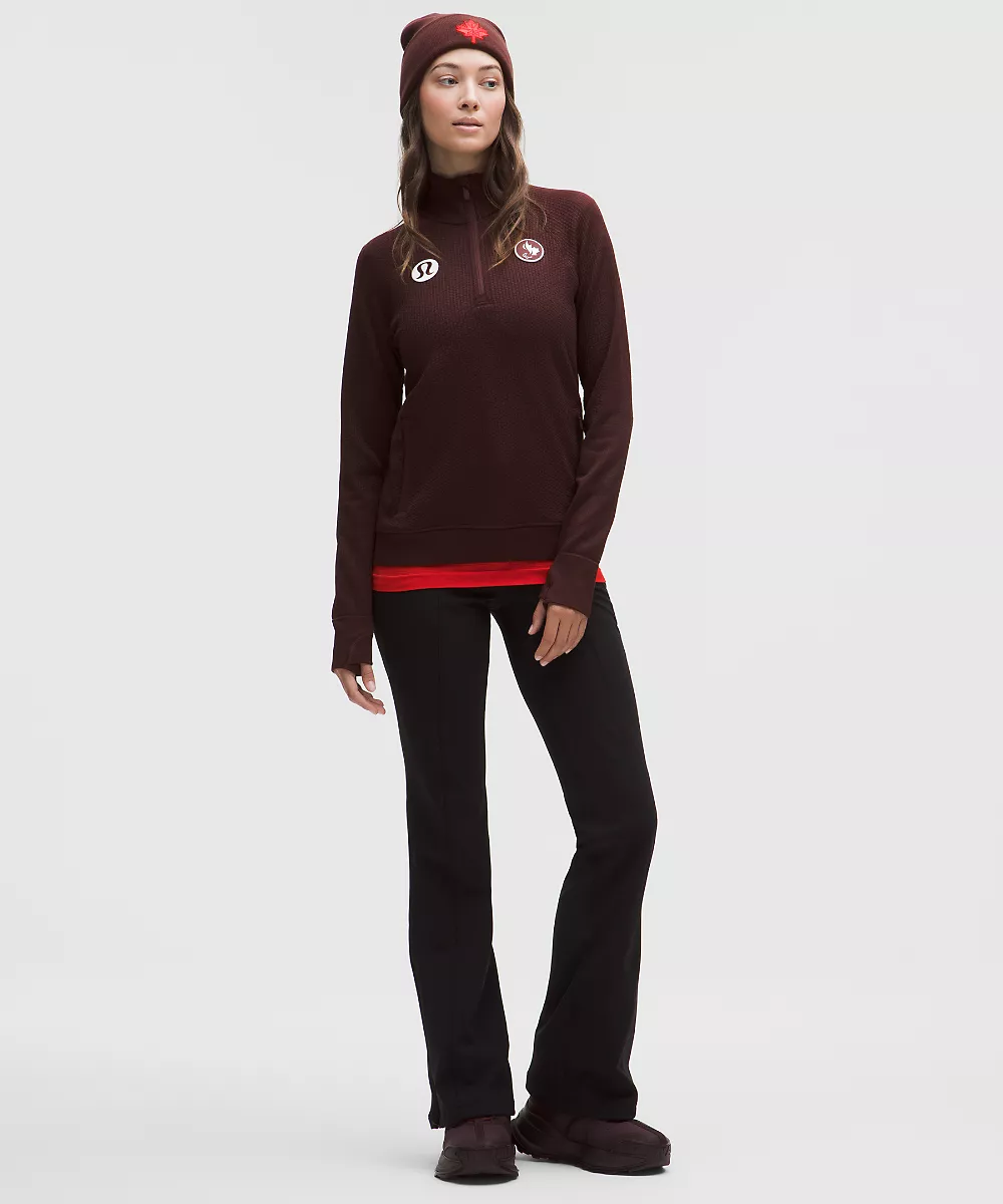 Demi-zip chaleur technique femme Team Canada *Logo CPC — Black Garnet/Black Garnet, view 2