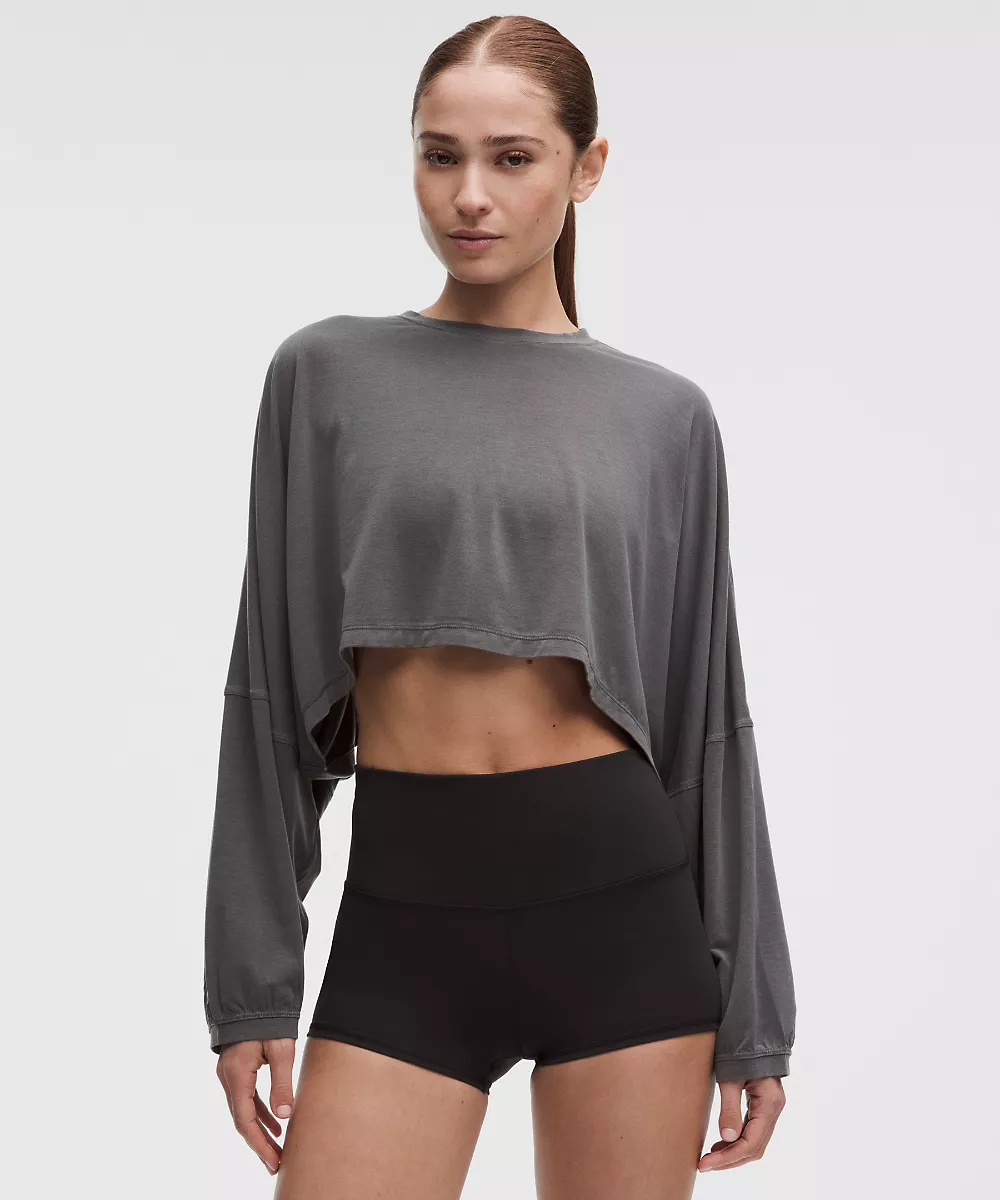 Chemise courte EasySet coupe décontractée manches longues — Dilute Wash Graphite Grey, view 1