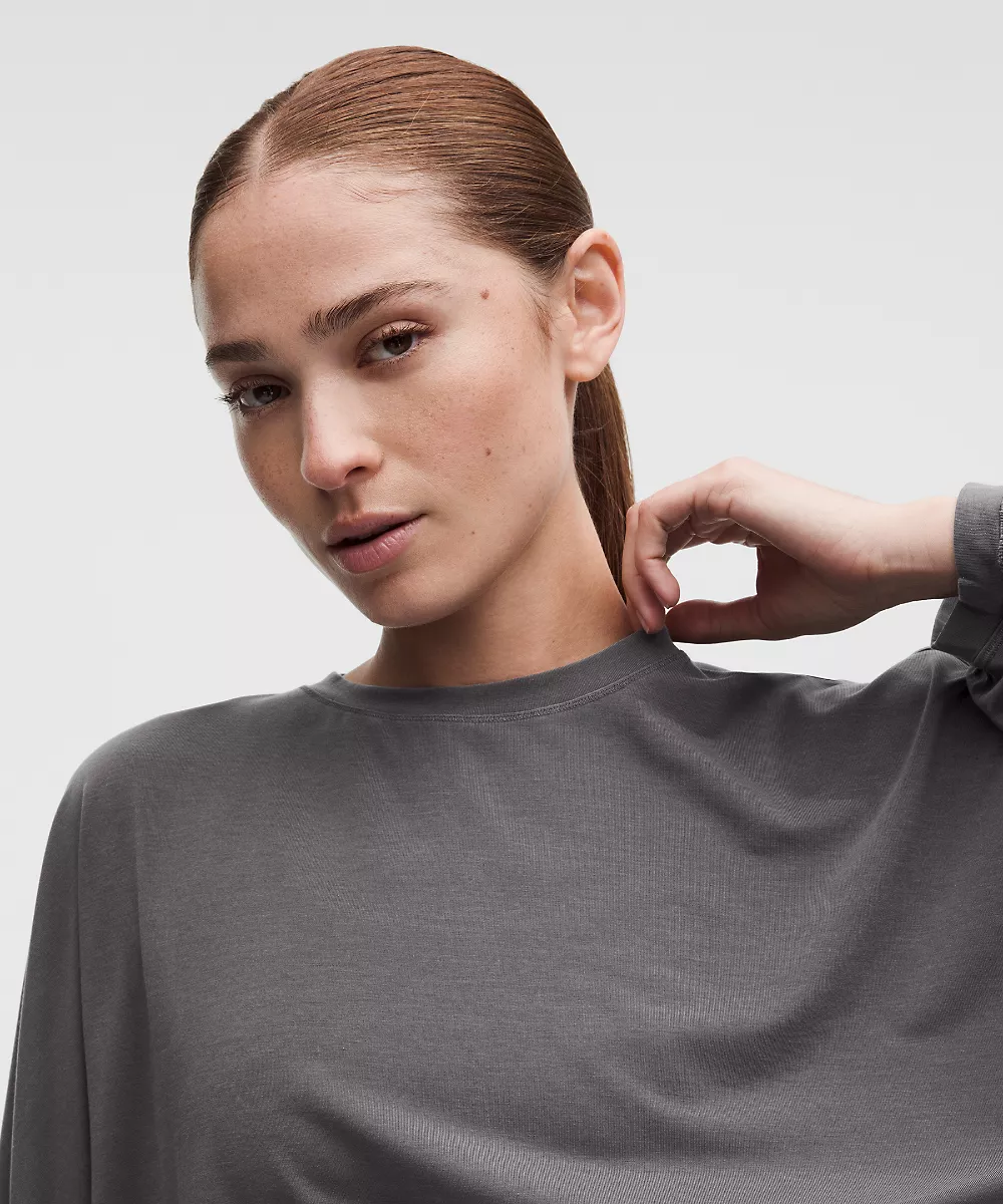 Chemise courte EasySet coupe décontractée manches longues — Dilute Wash Graphite Grey, view 4