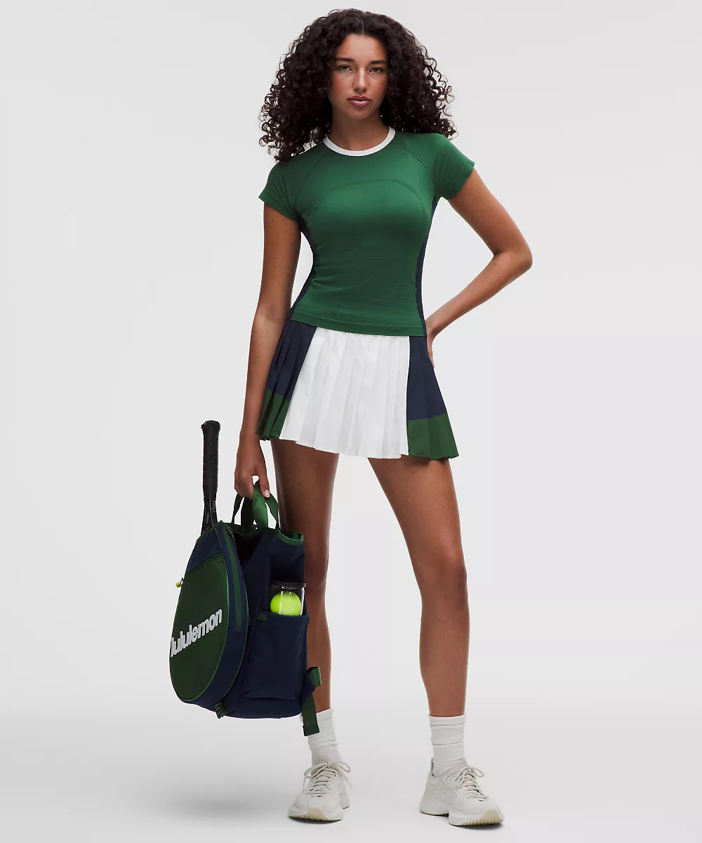 Chemise Swiftly Tech manches courtes 2.0 longueur taille *Colourblock — Ivy Grove/True Navy/White, view 2