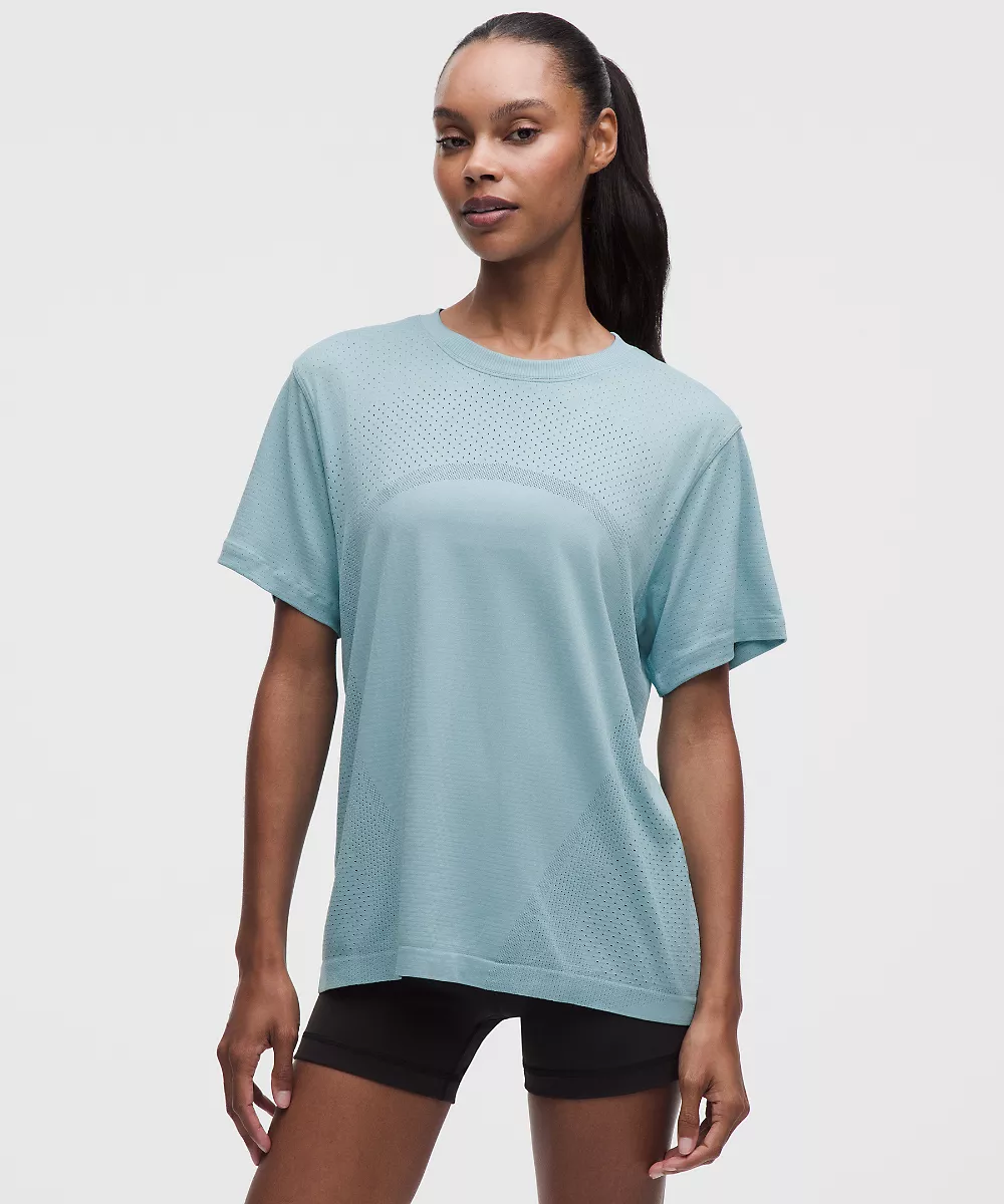 Chemise Swiftly décontractée manches courtes longueur hanches *Logo — Seafoam, view 1
