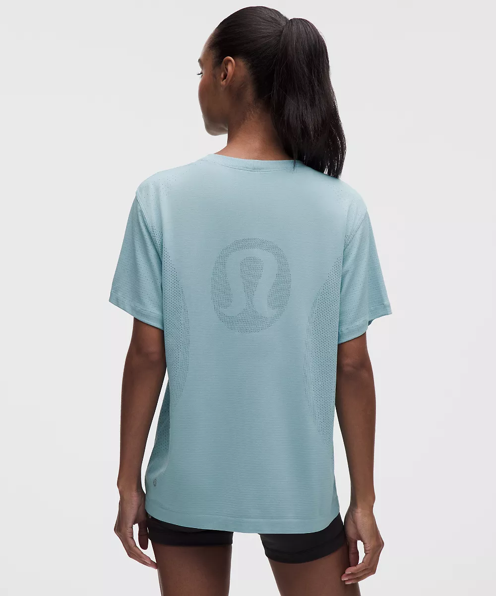 Chemise Swiftly décontractée manches courtes longueur hanches *Logo — Seafoam, view 3