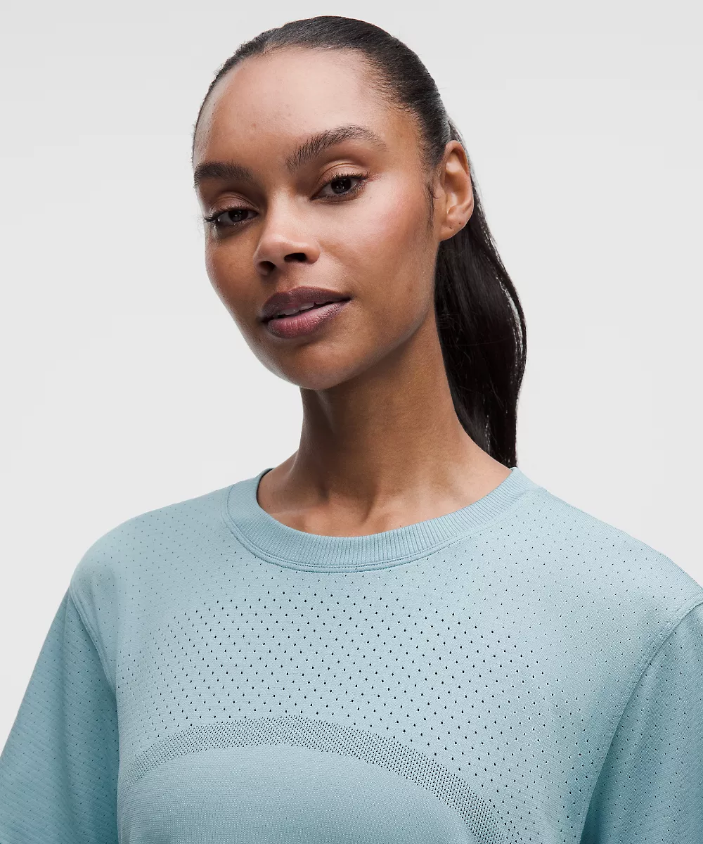 Chemise Swiftly décontractée manches courtes longueur hanches *Logo — Seafoam, view 4