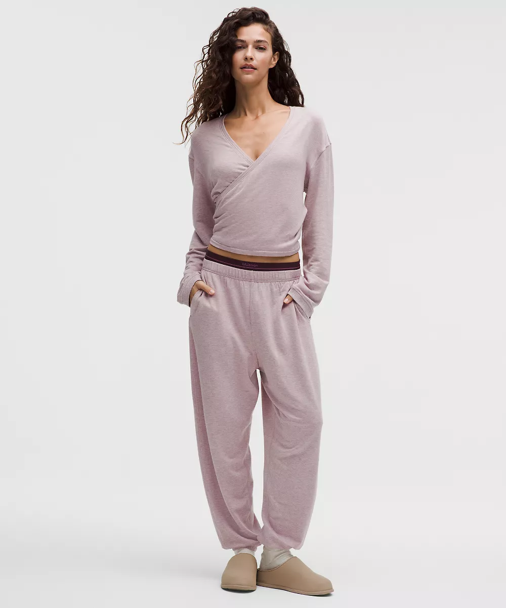 Chemise manches longues à devant cache-cœur BeCalm — Heathered Porcelain Pink, view 2