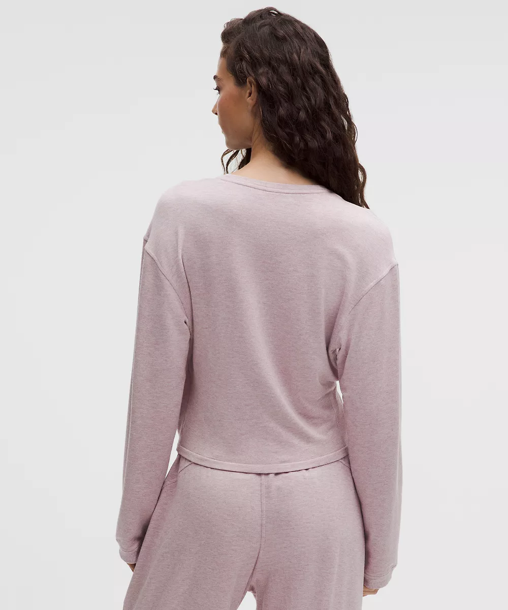 Chemise manches longues à devant cache-cœur BeCalm — Heathered Porcelain Pink, view 3